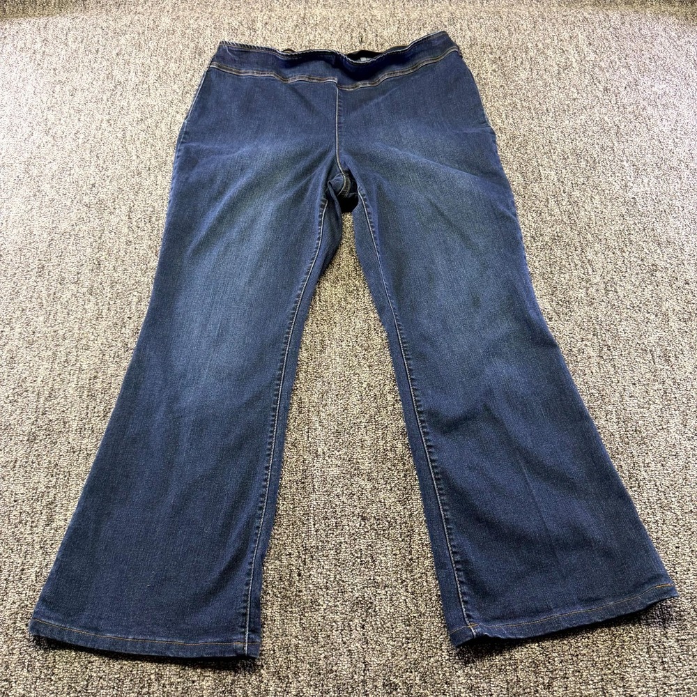 Jessica Simpson Flared Jeans Womens 18W Blue Denim Cotton Pull On High Rise